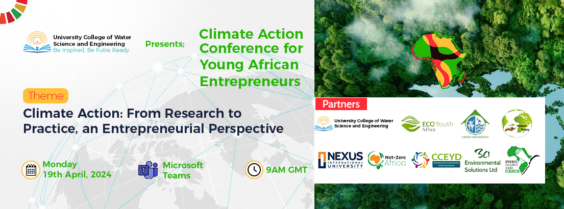 Promotional graphic for the Climate Action Conference for Young African Entrepreneurs